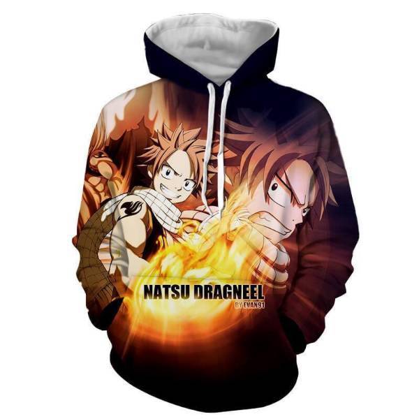 Natsu Dragneel Fairy Tail Black 3D Hoodie