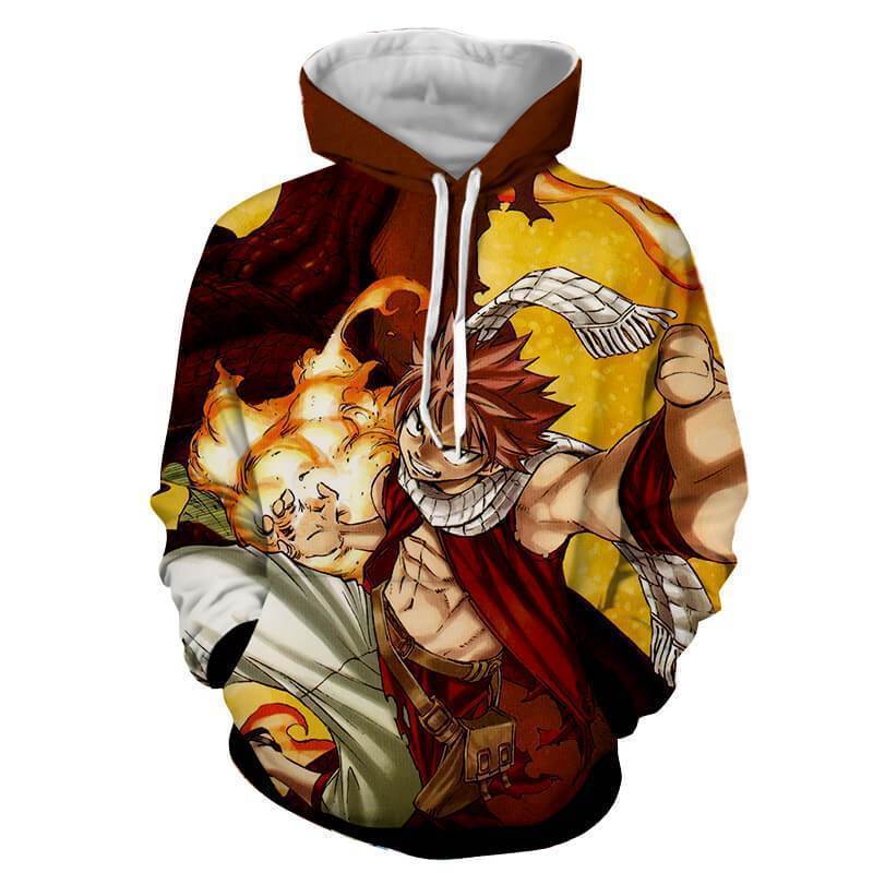 Natsu Dragneel Fairy Tail Brown _ Yellow 3D Hoodies