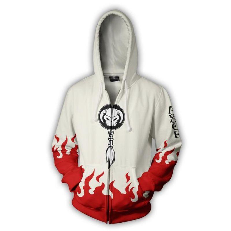 One Piece Ace Hoodies - White Zip Up Hoodie