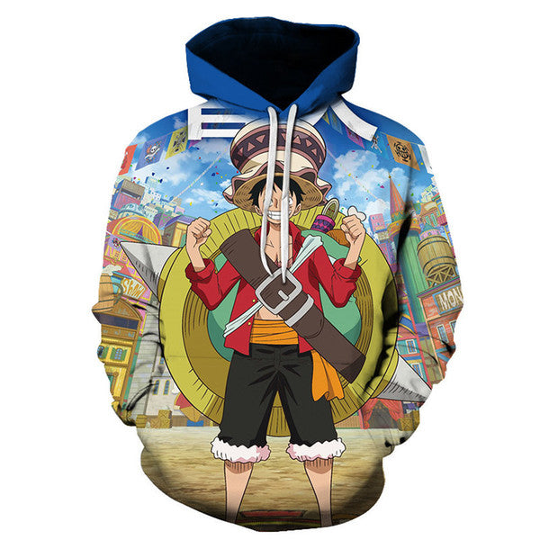 One Piece Anime Luffy Hoodie - Casual Hooded  Pullovers