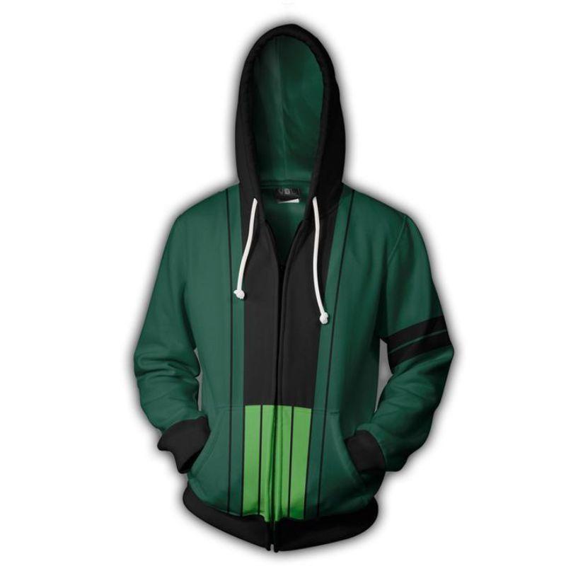 One Piece Roronoa Zoro Hoodies - Zip Up Green Hoodie