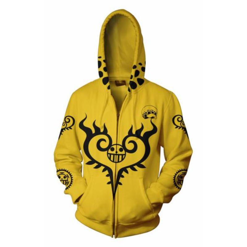 One Piece Trafalgar Law Hoodies - Yellow Zip Up Hoodie