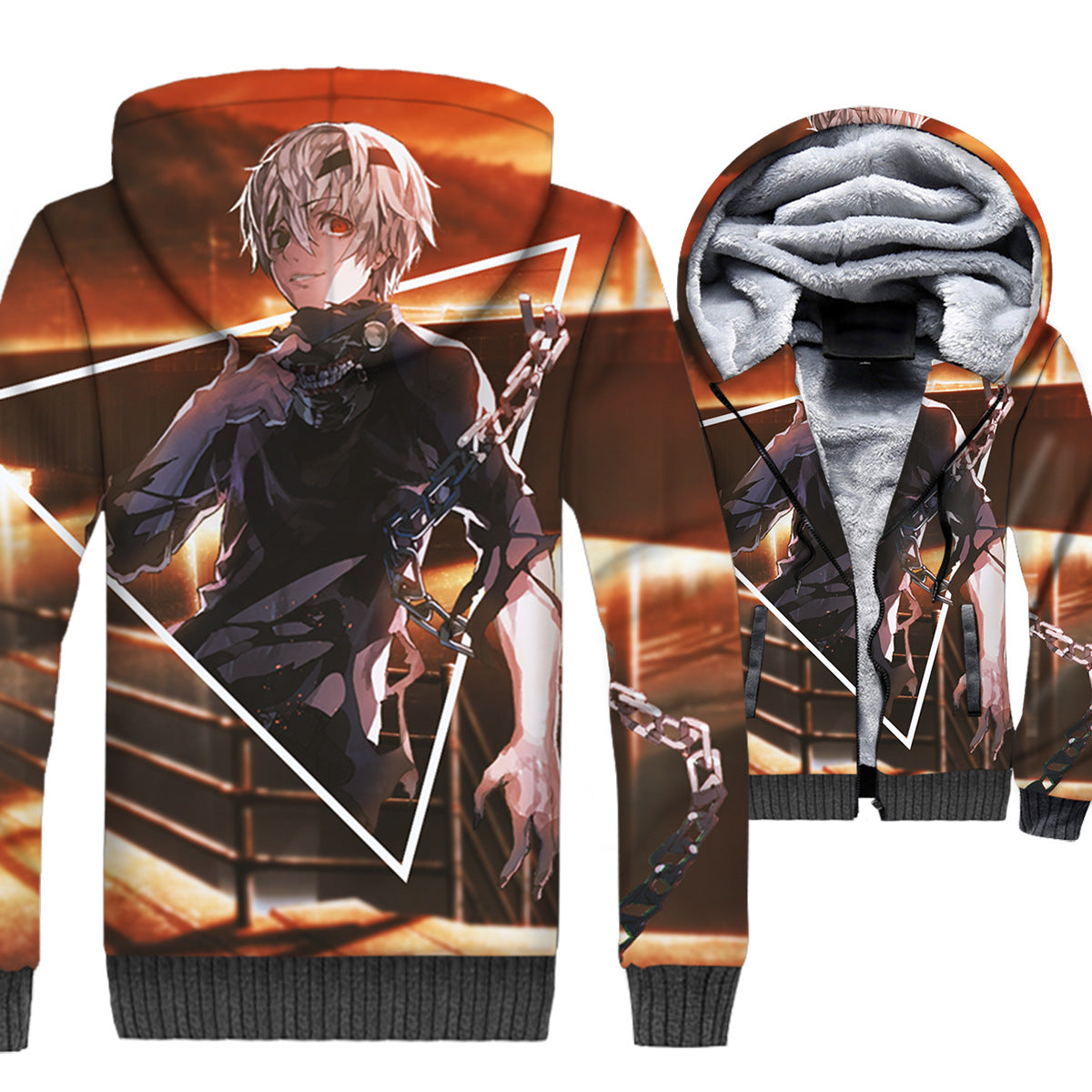 Tokyo Ghoul Jackets - Tokyo Ghoul Series Red Eye Kaneki Ken Super Cool 3D Fleece Jacket