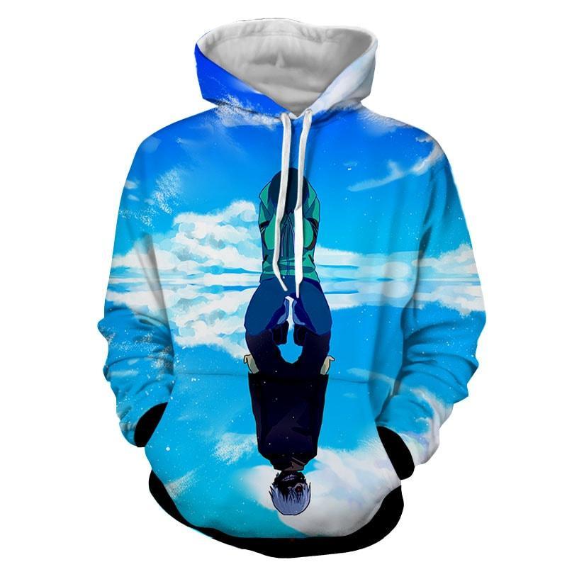 Tokyo Ghoul Kaneki 3D Printed Blue Canvas Hoodie