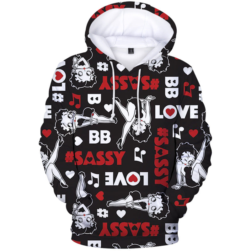 3D Print Betty BOOP Hoodie Sweatshirts - Fashion Pullover Streetwear