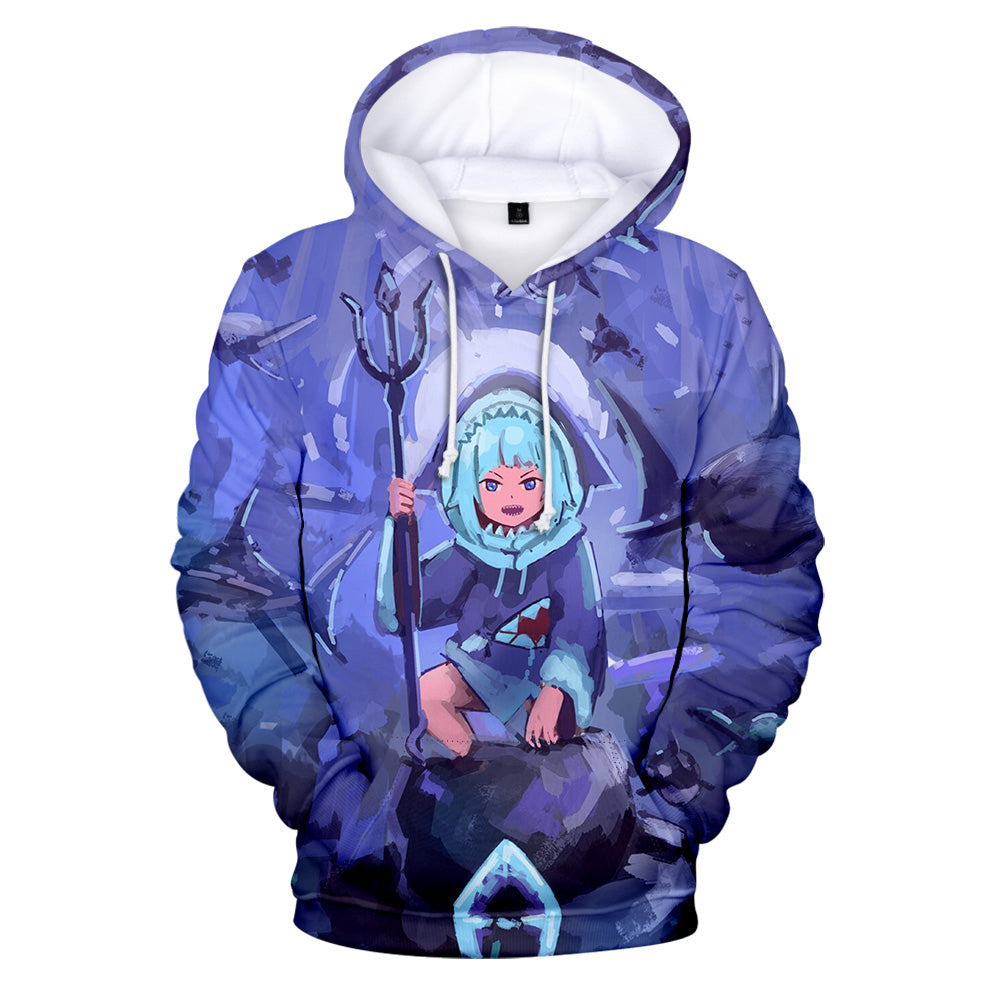 3D Printed Anime Gawr Gura Hoodies - Fashion Hooded Sweatshirt Pullover