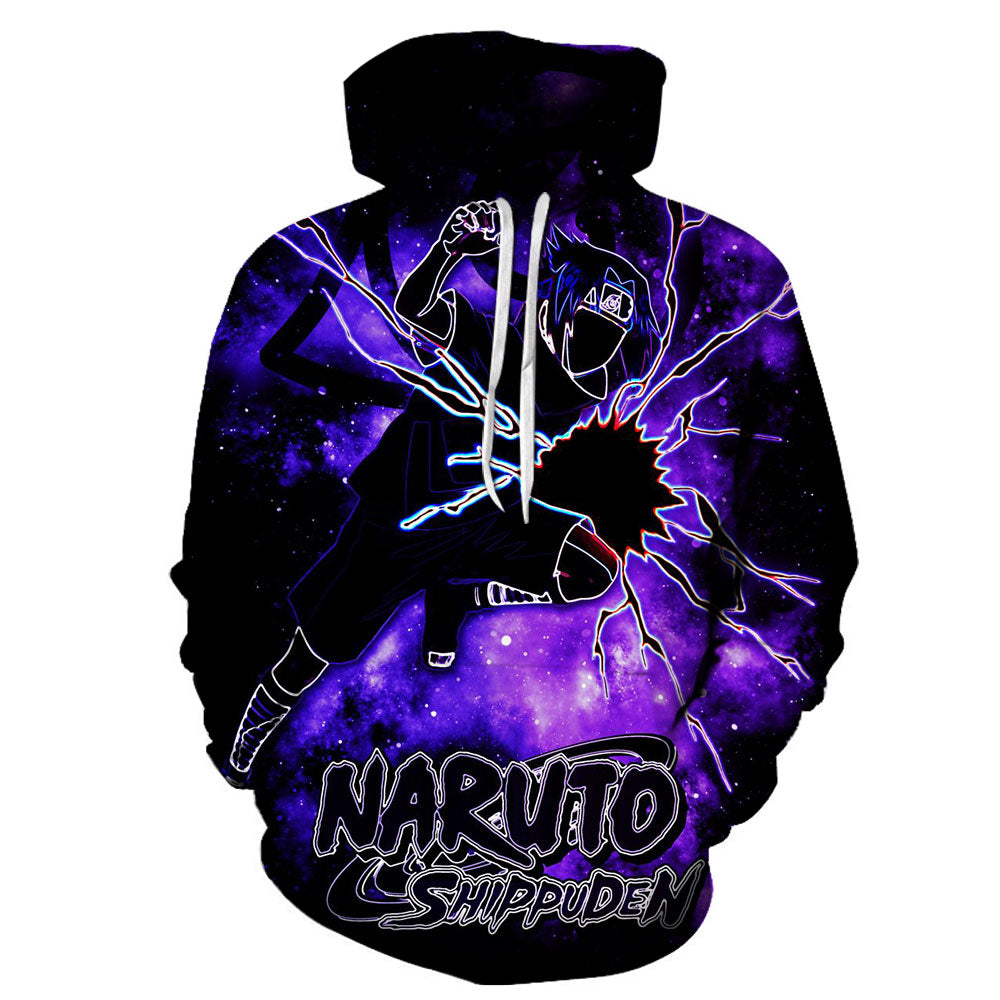 3D Printed Anime Hoodie-Naruto Uchiha Sasuke Hooded Casual Pullover