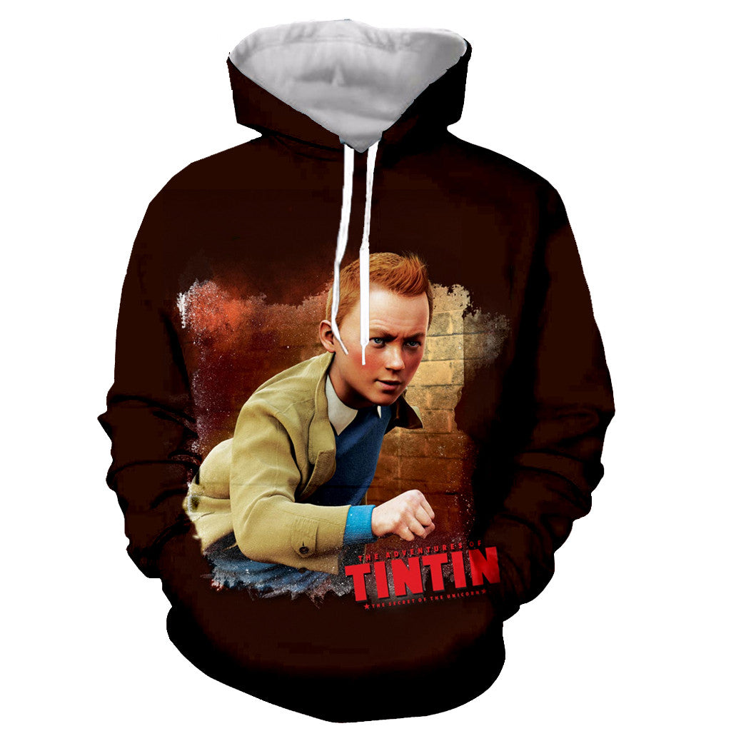 3D Printed Sweatshirts - Cartoon Tintin Long Sleeves Hoodies