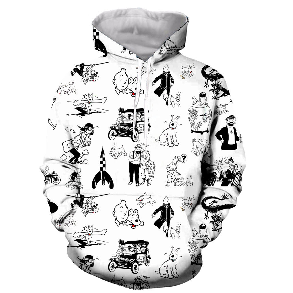 3D Printed Tintin Hooded Sweatshirts Hoodies Pullovers