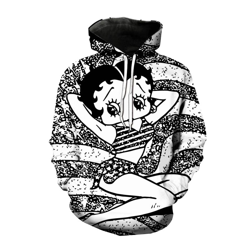 Anime Betty Boop Hoodies Sweatshirt - Cartoon Sexy Girl 3D Printed Pullover