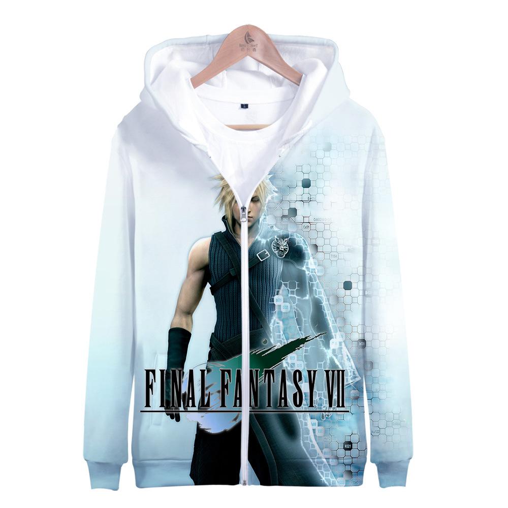 Anime Final Fantasy VII 3D Hoodie Zipper Pullover Hooded Sweatshirt