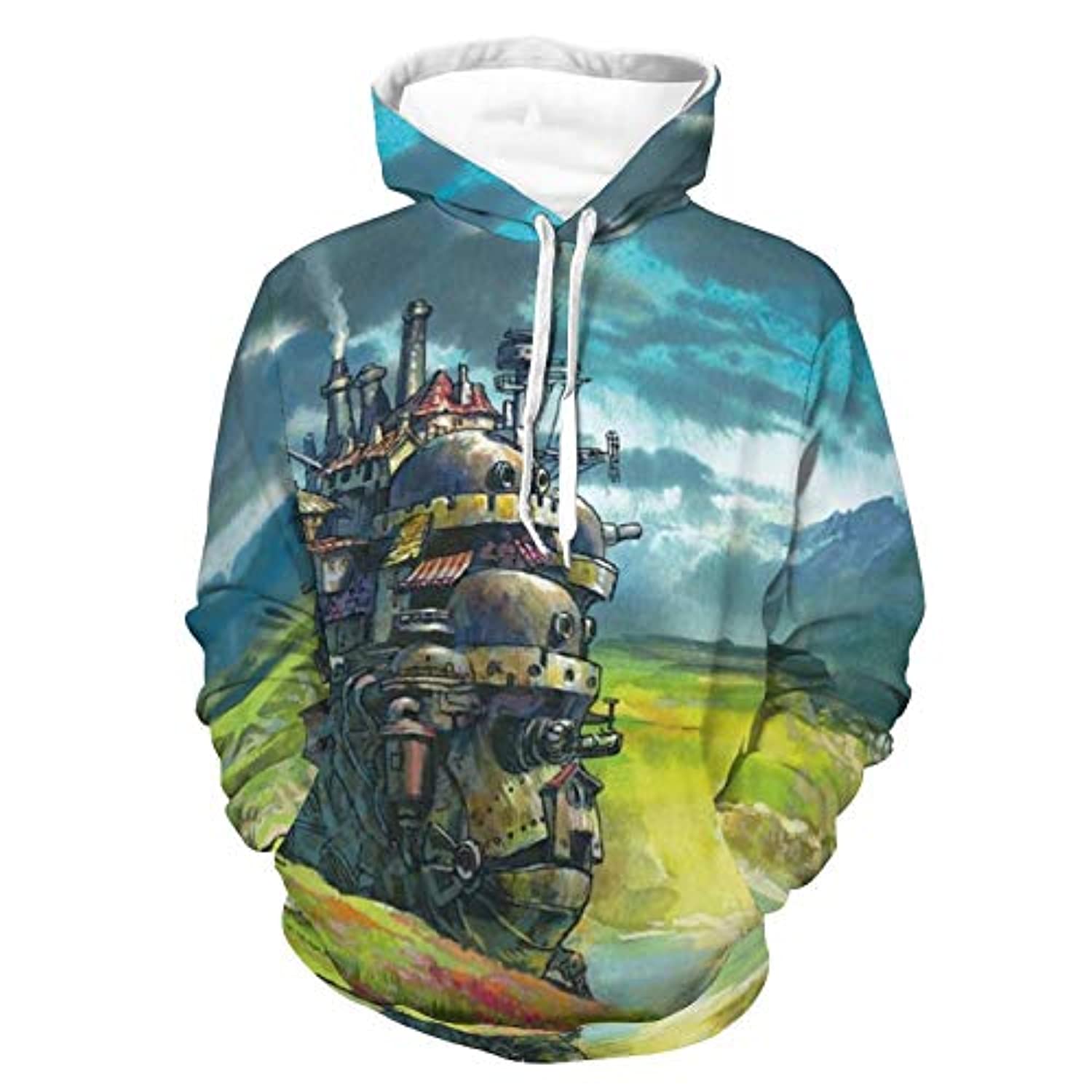 Anime Howl's Moving Castle Hoodie - 3D Print Pullover Hoodie with Big Pockets