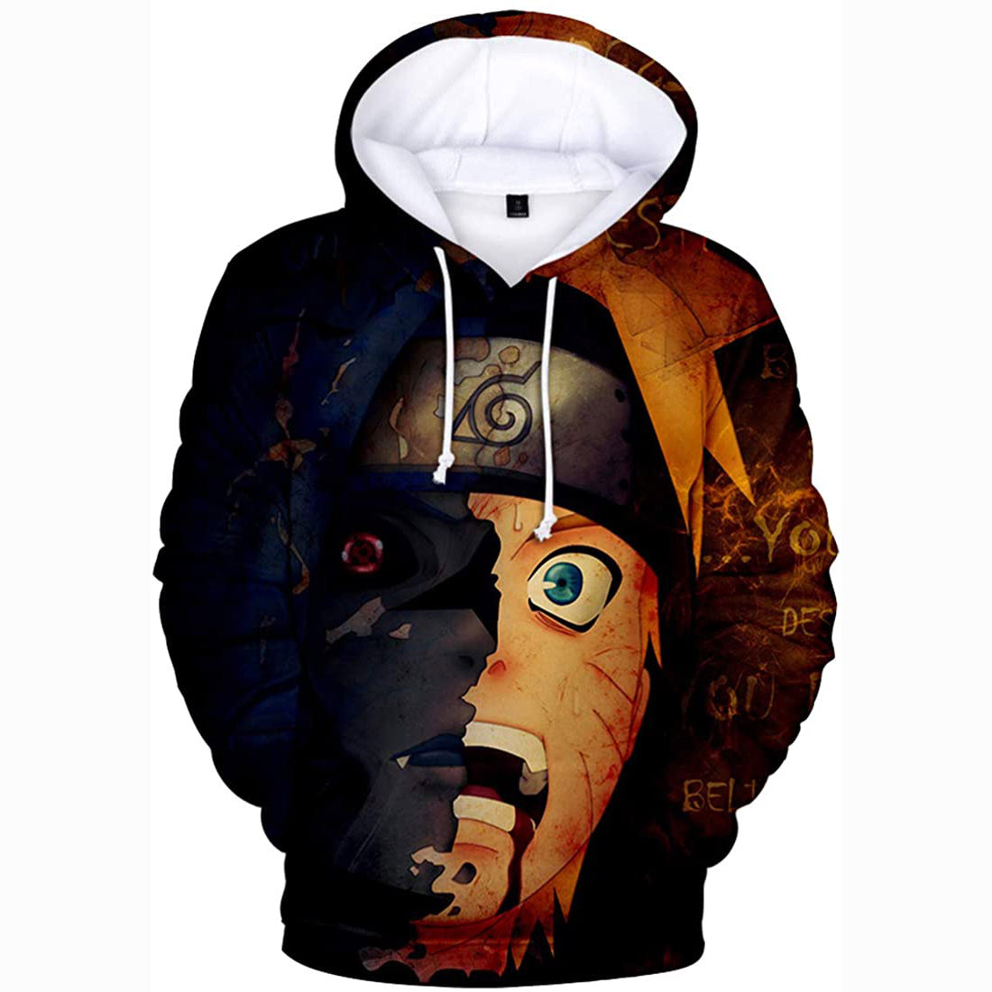 Anime Naruto Hoodie Half Face Uzumaki Naruto Pullover Hoodie