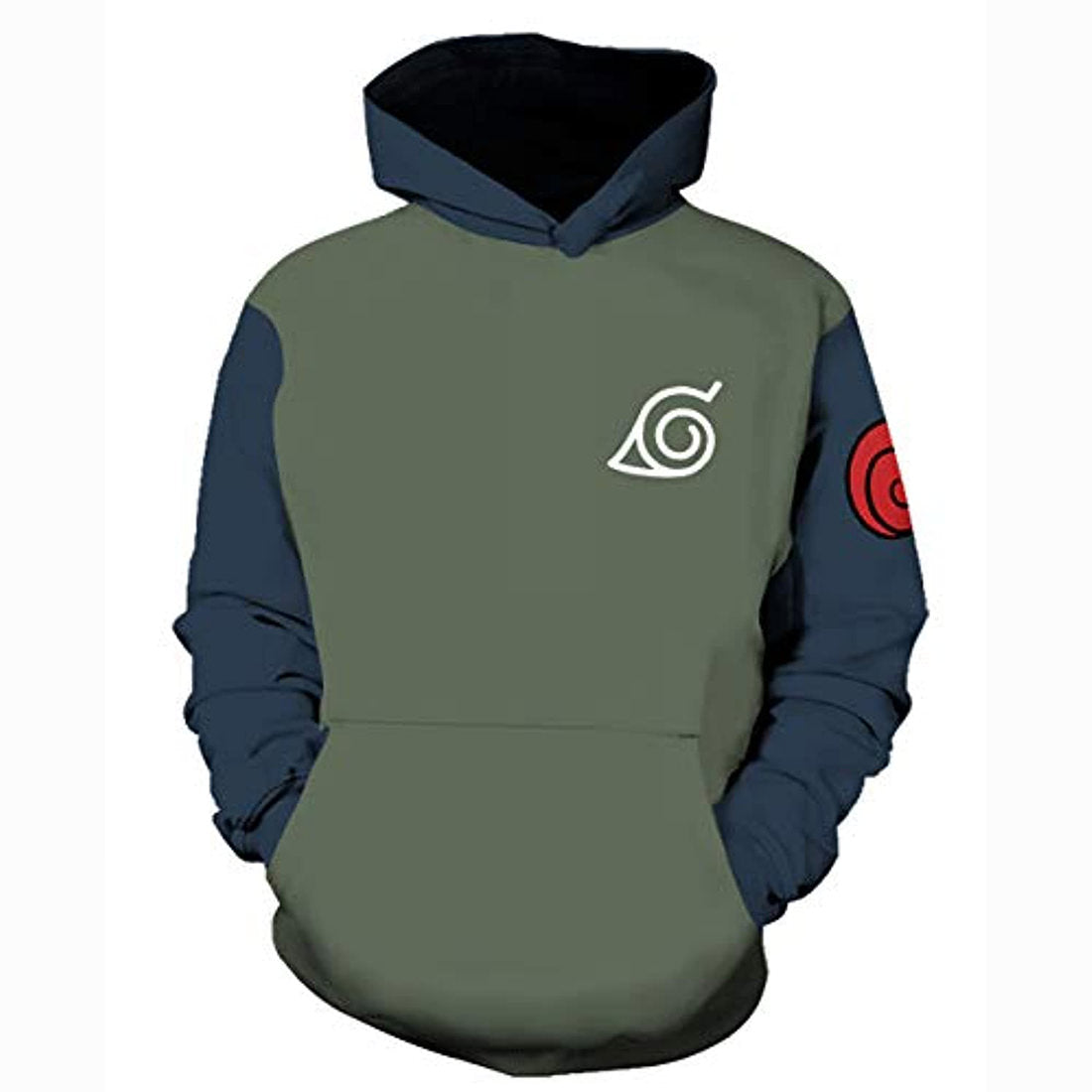 Anime Naruto Hoodies Green 3D Print Pattern Pullover Hoodie