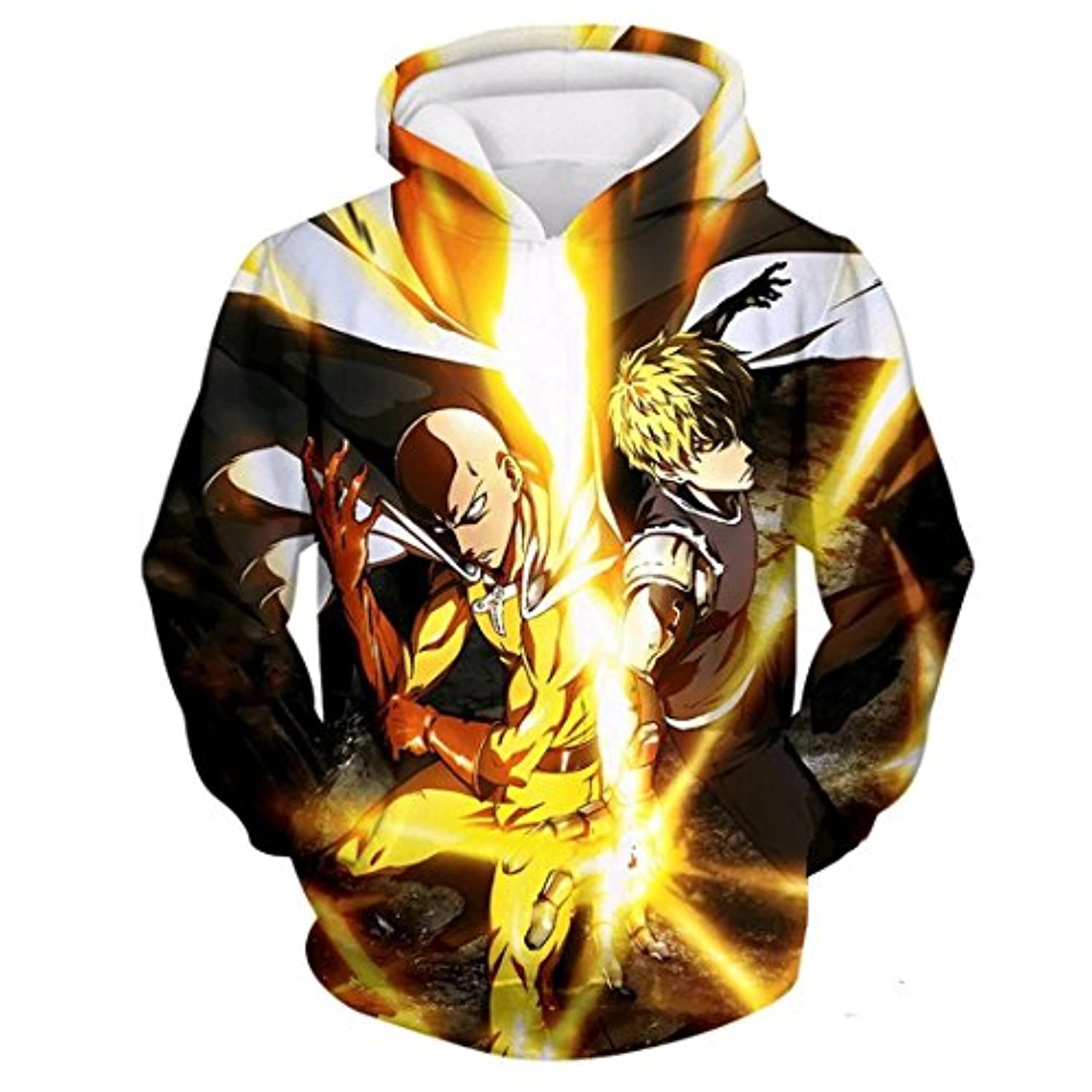 Anime One Punch Man Hoodies - Saitama Genos 3D Print Golden Pullover Hoodie