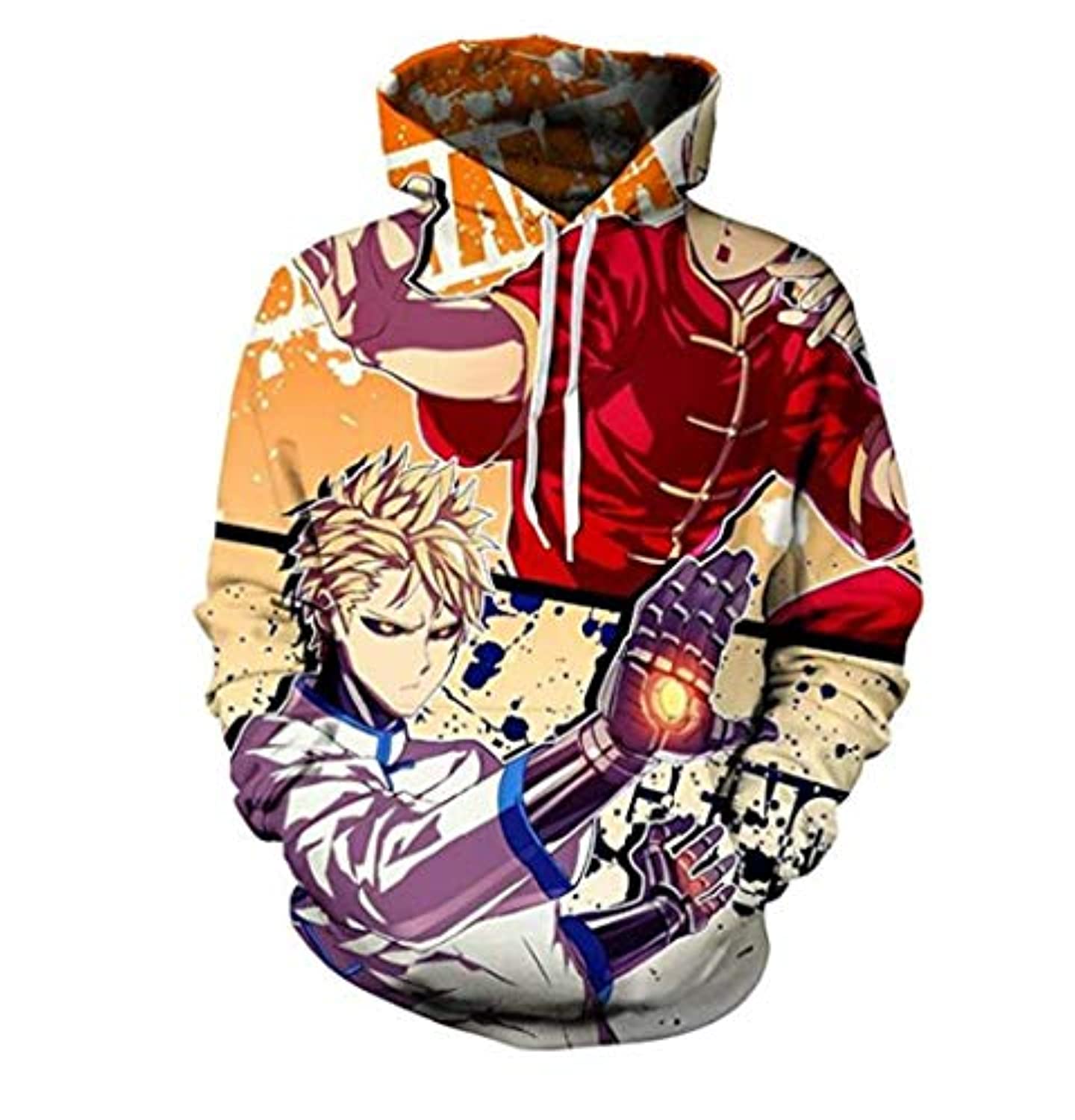 Anime One Punch Man Hoodies - Saitama Genos 3D Print Yellow Pullover Hoodie