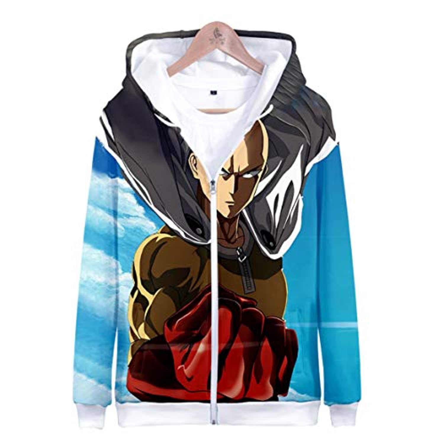 Anime One Punch Man Zip Up Hoodies - Saitama Blue 3D Print Zip Hoodie