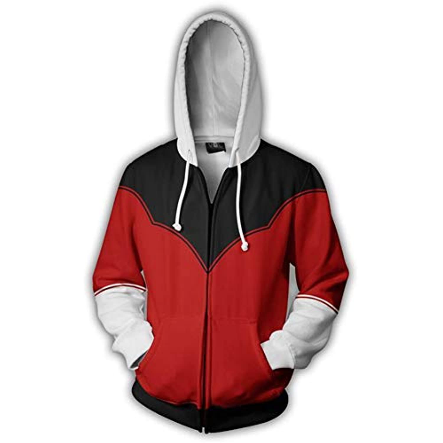 Anime One Punch Man Zip Up Hoodies - Saitama Red Black Zip Hoodie