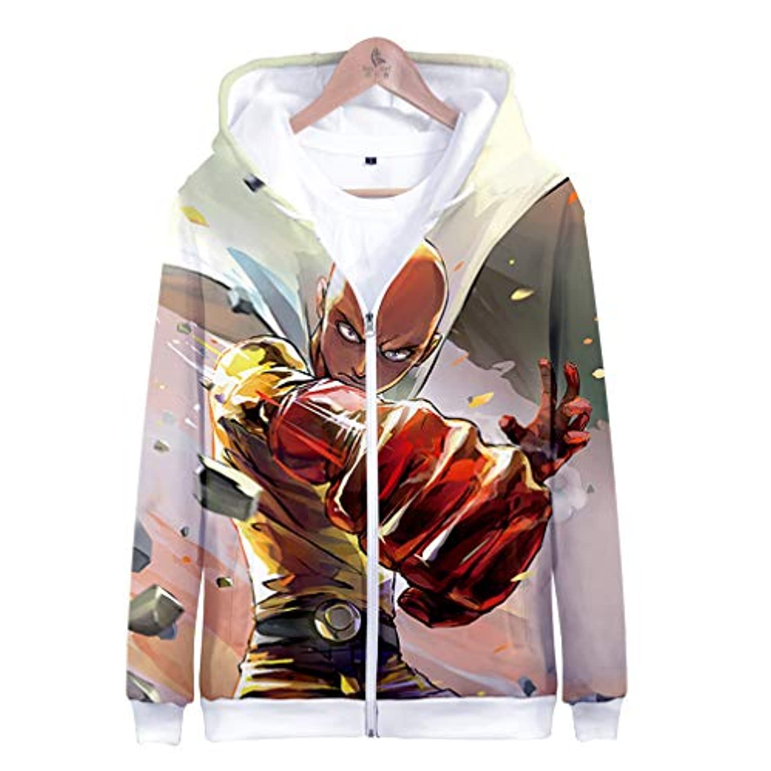 Anime One Punch Man Zip Up Hoodies - Saitama White 3D Print Zip Hoodie