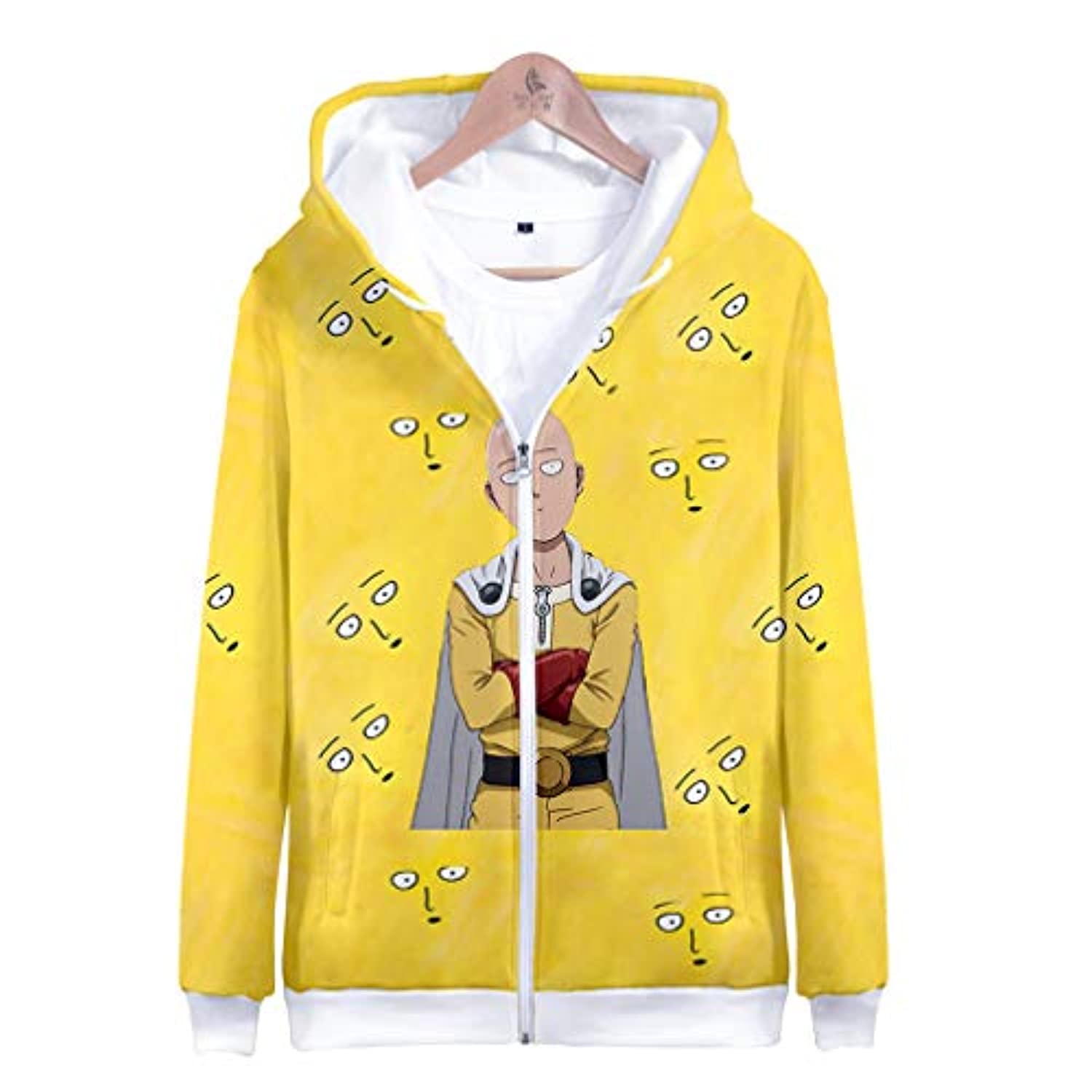 Anime One Punch Man Zip Up Hoodies - Saitama Yellow 3D Print Zip Hoodie