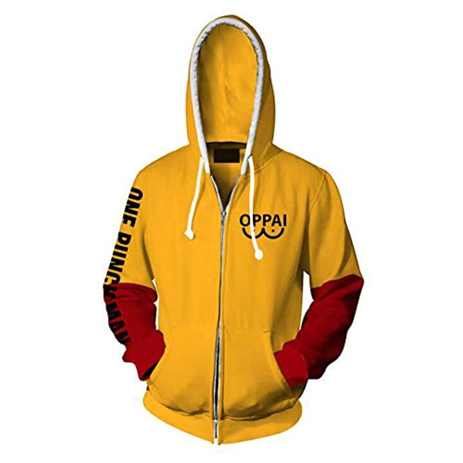 Anime One Punch Man Zip Up Hoodies - Saitama Yellow Zip Hoodie