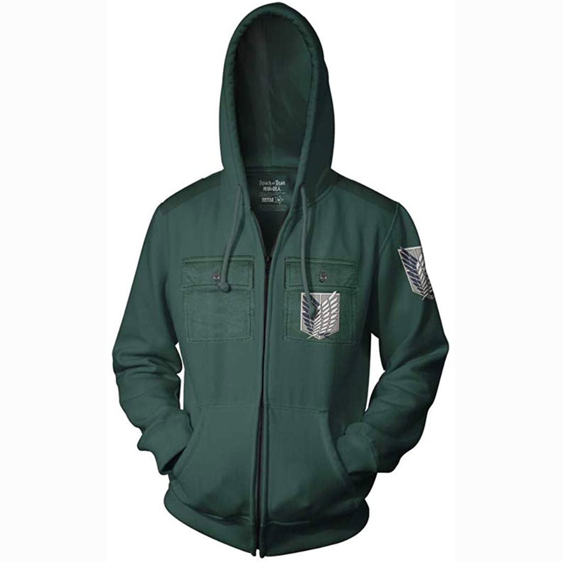 Attack on Titan Adult Survey Corp Chest Pocket Fleece Zip Hoodie