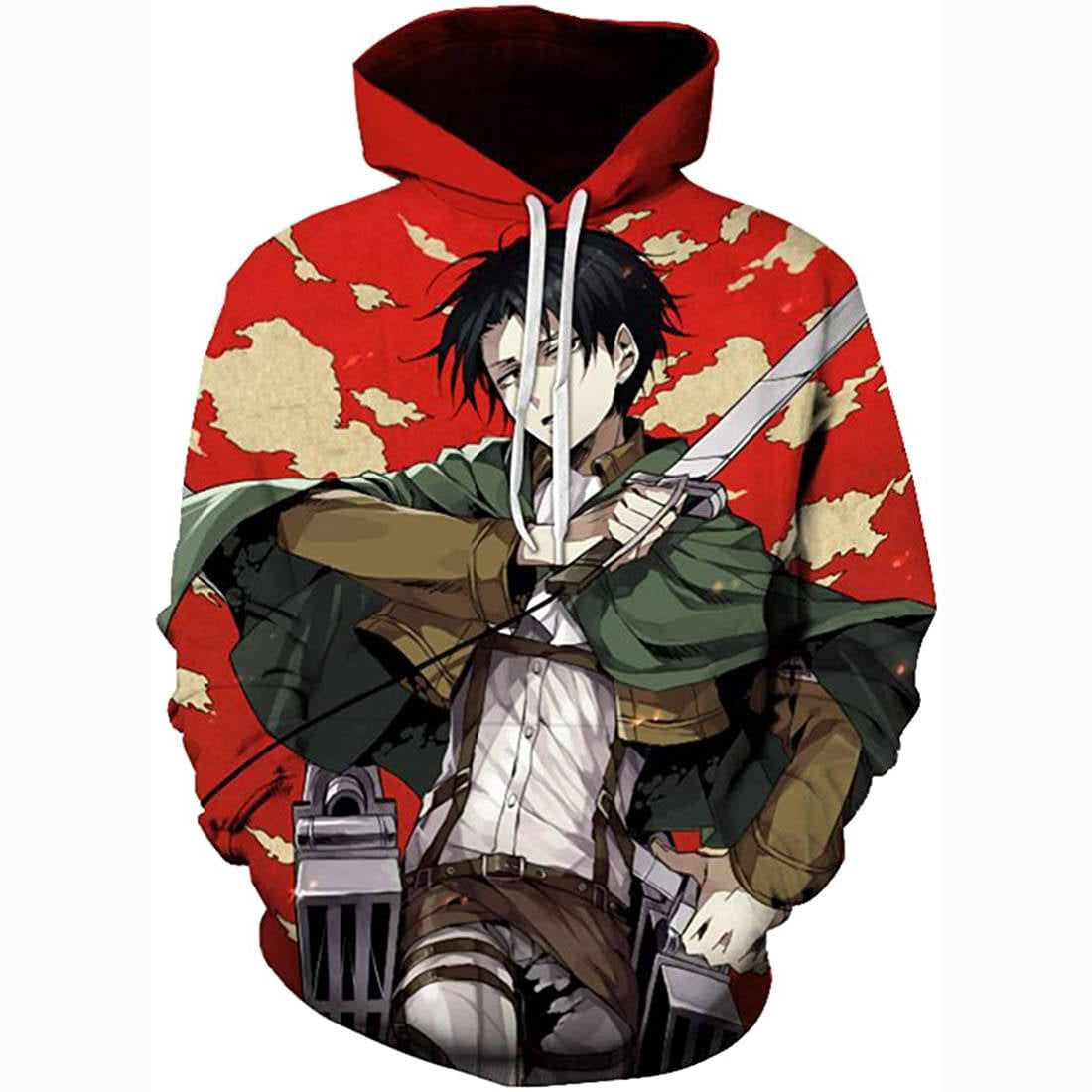 Attack on Titan Hoodie 3D Print Manga Anime Pullover Hoodie Sweatshirt with Front Pocket