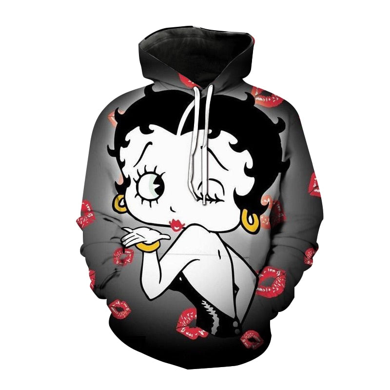 Betty Boop Hoodies - Anime Cartoon Sexy Girl 3D Printed Sweatshirt