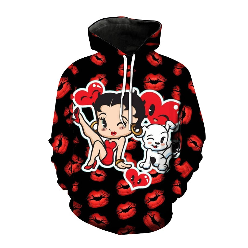 Betty Boop Hoodies - Cartoon Sexy Girl 3D Printed Sweatshirt