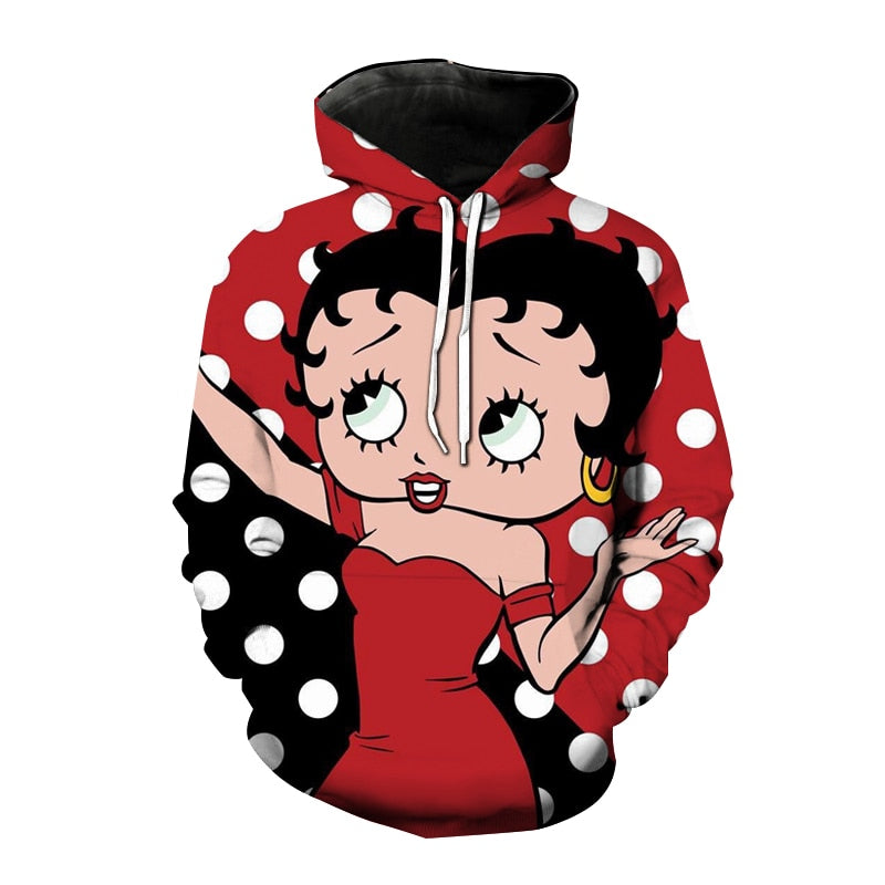 Betty Boop Hoodies - Cartoon Sexy Girl 3D Printed Sweatshirt Streetwear