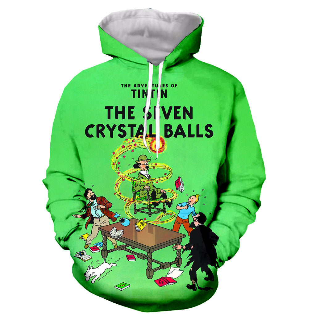 Cartoon 3D Printed Tintin Long Sleeves Sweatshirts Hoodies