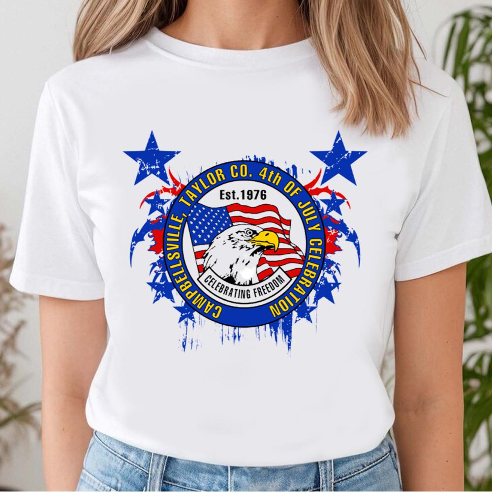 Celebrating Freesom 4th Of July, Eagle Logo T-Shirt