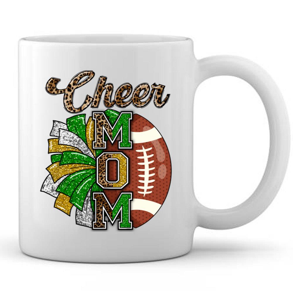 Cheer Mom Football And Pom Pom Green T-Shirt