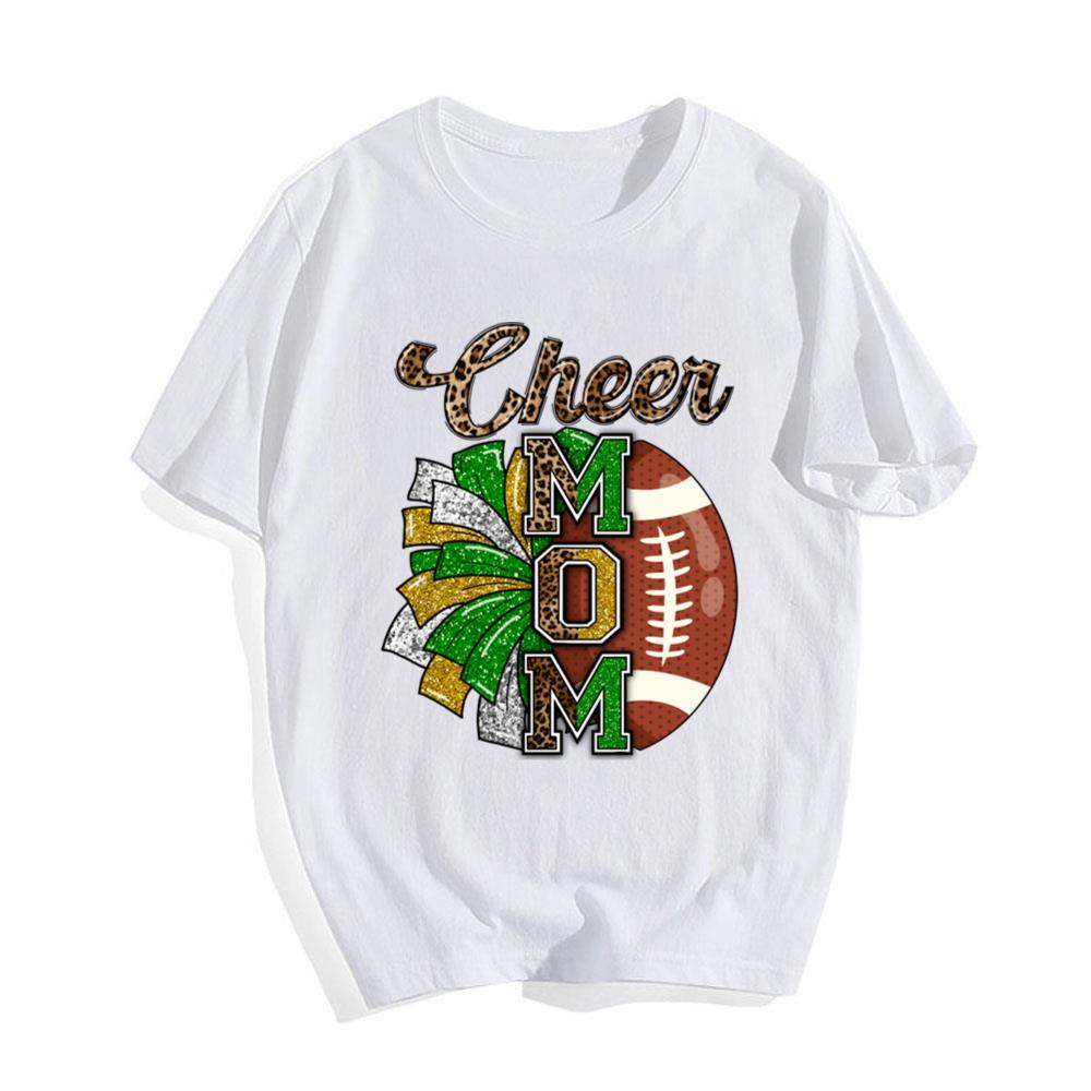 Cheer Mom Football And Pom Pom Green T-Shirt
