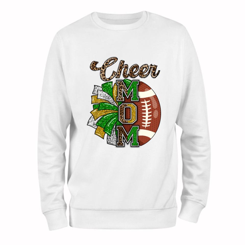 Cheer Mom Football And Pom Pom Green T-Shirt