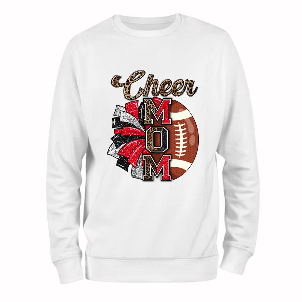 Cheer Mom Football And Pom Pom Red T-Shirt Mother's Day Gift