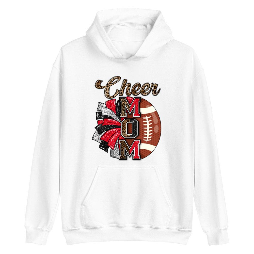 Cheer Mom Football And Pom Pom Red T-Shirt Mother's Day Gift