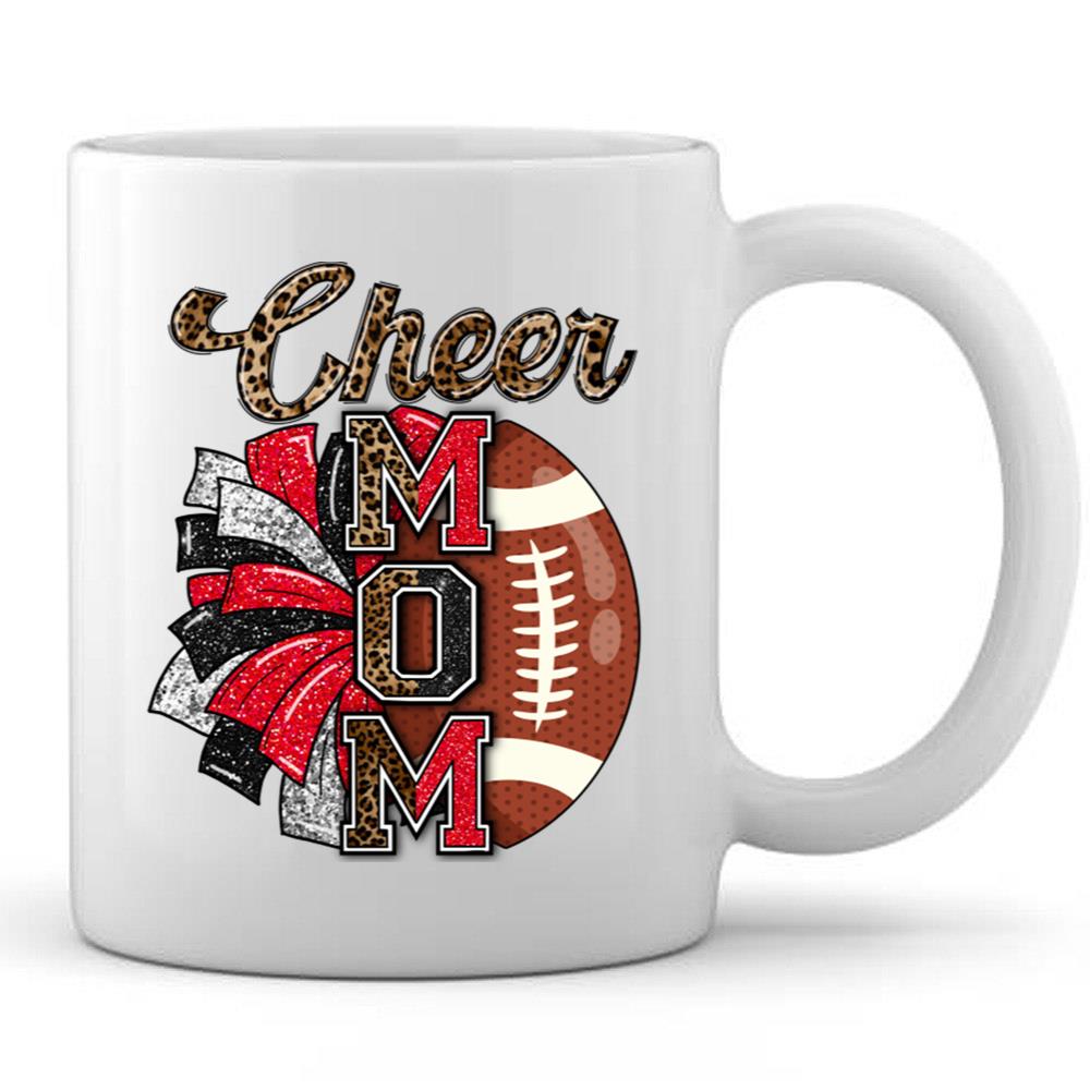 Cheer Mom Football And Pom Pom Red T-Shirt Mother's Day Gift