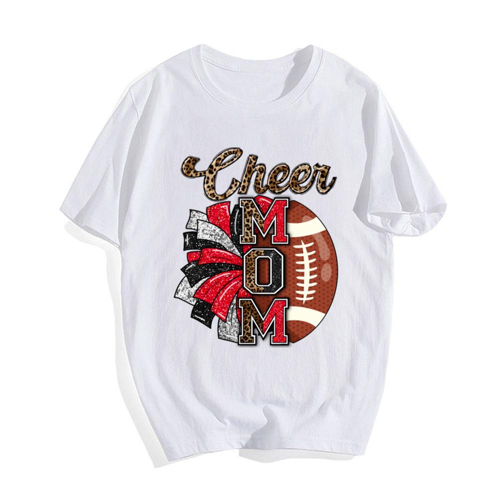 Cheer Mom Football And Pom Pom Red T-Shirt Mother's Day Gift