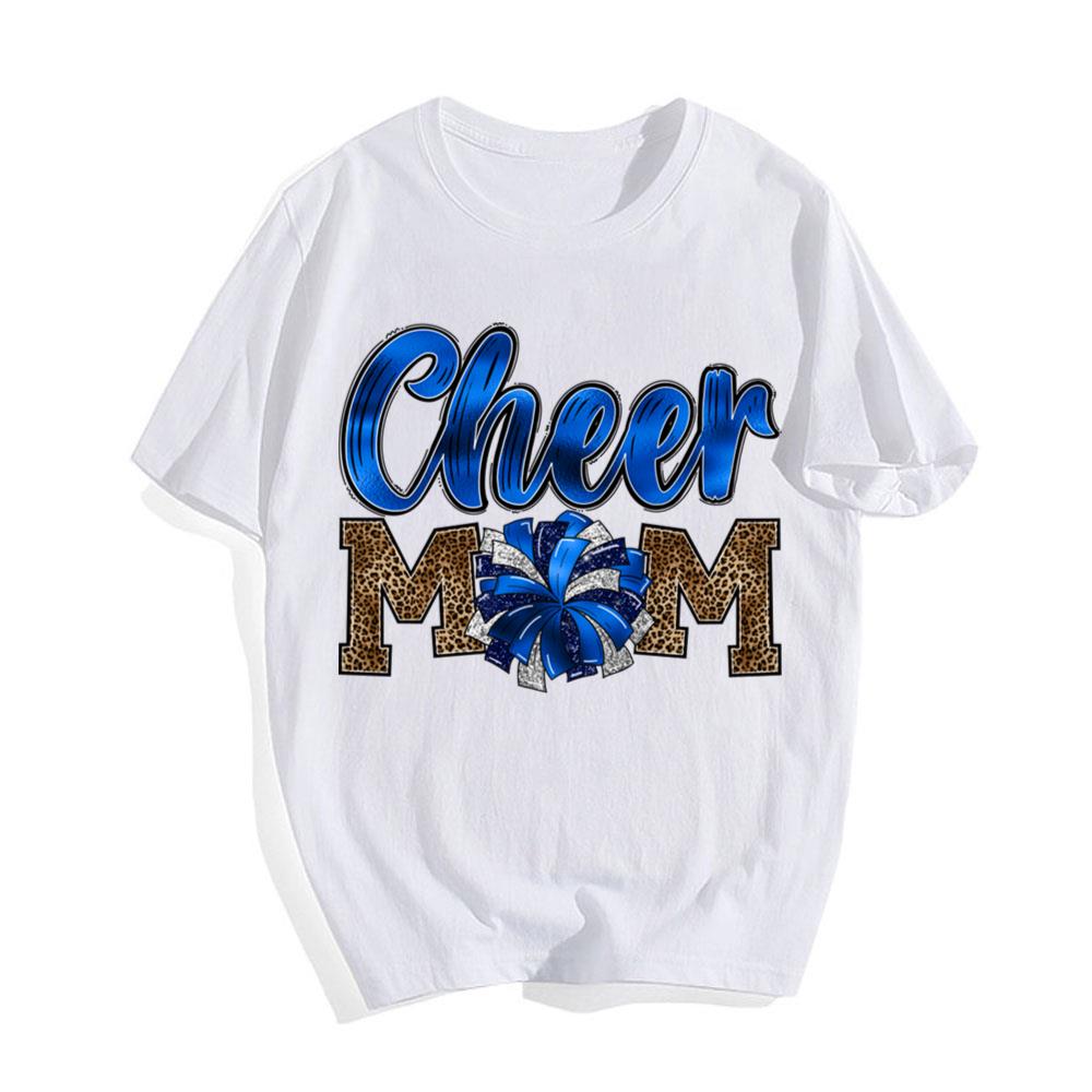 Cheer Mom Pom Pom Blue T-Shirt Mother's Day Gift