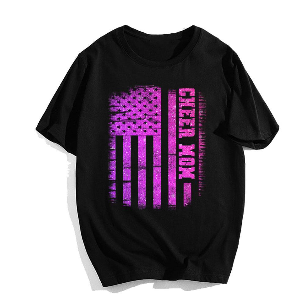 Cheer Mom Proud Cheerleading American Flag Cheer Mom T-Shirt