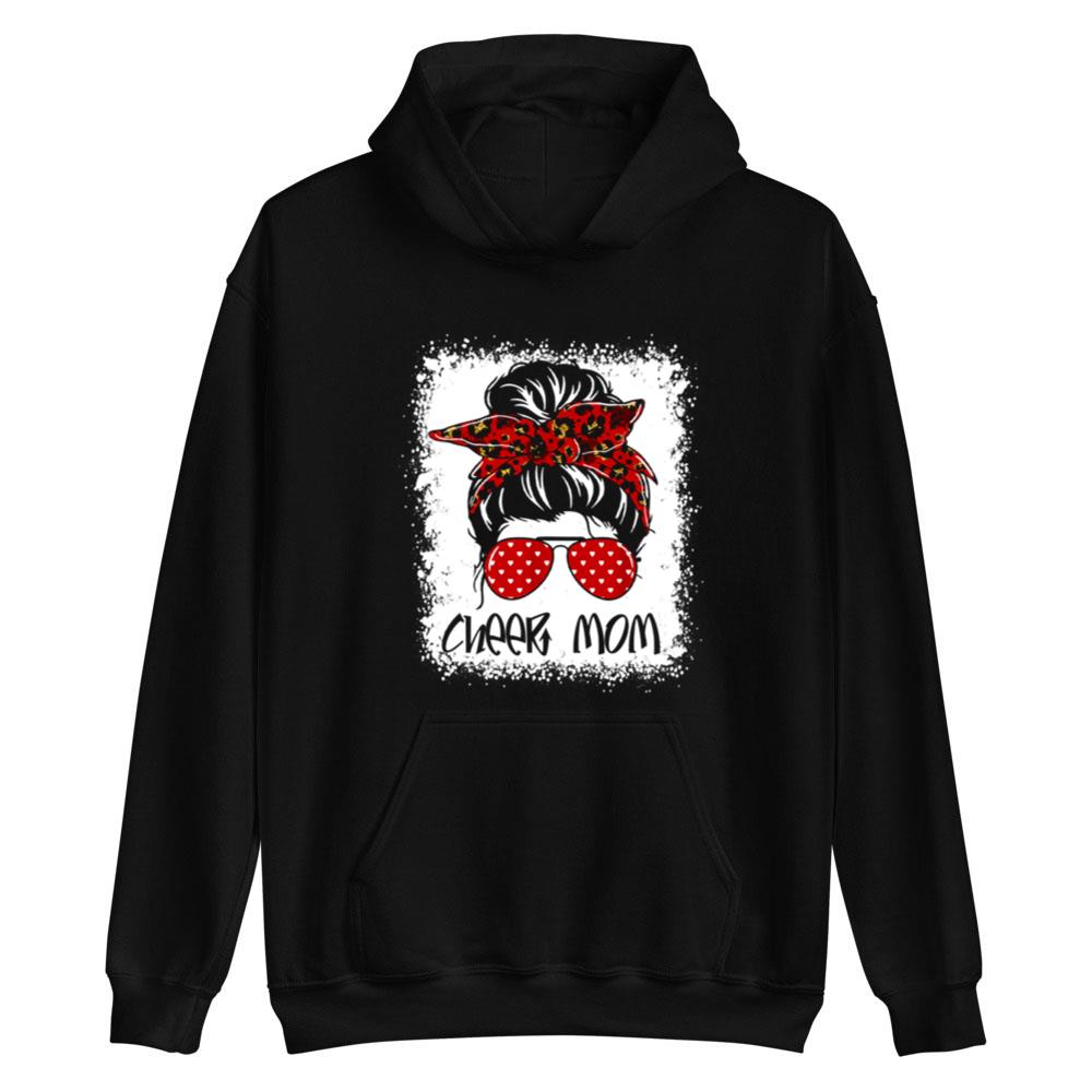 Cheer Mom Proud Cheerleading Bleached Cheer Mom Messy Bun T-Shirt