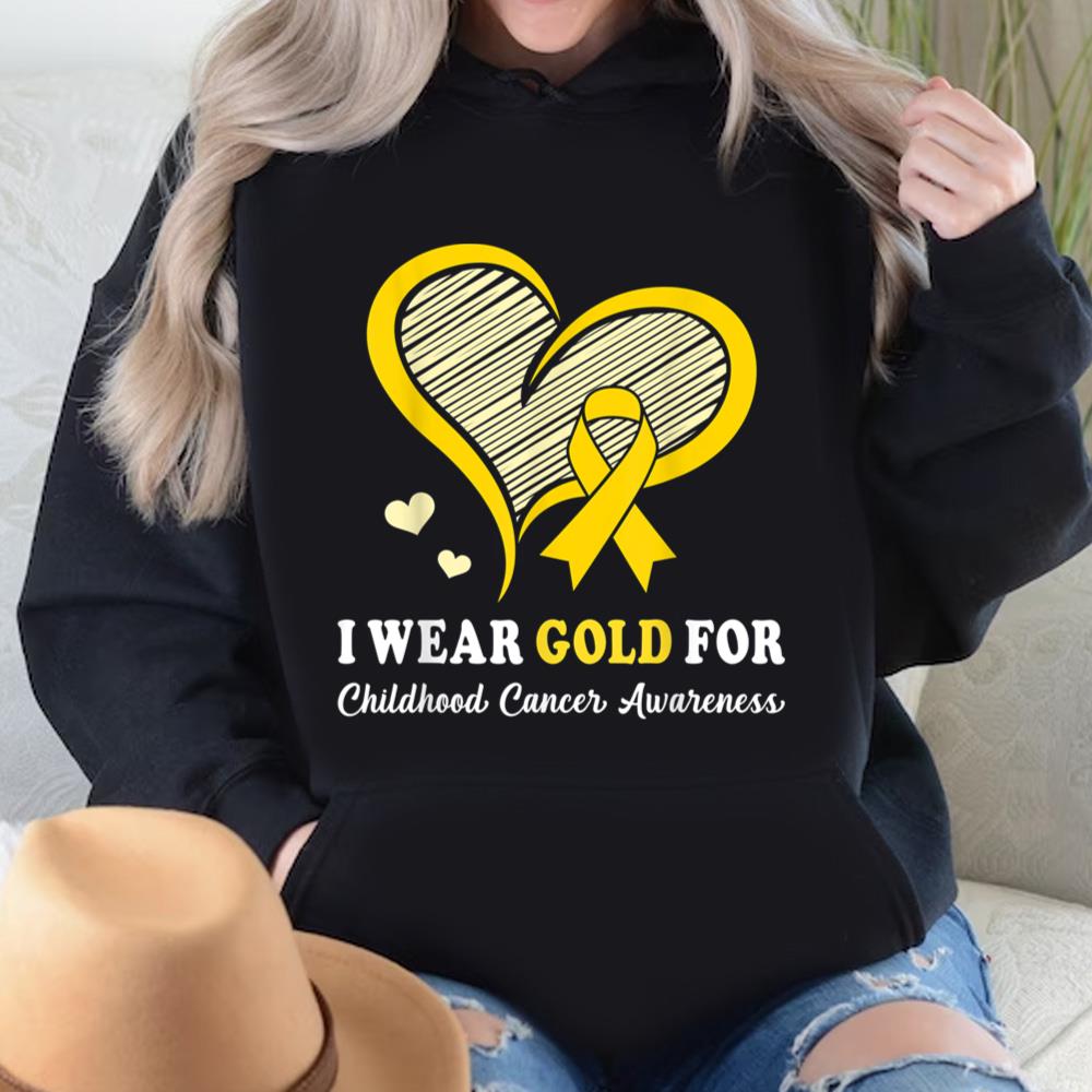 Childhood Cancer Awareness Shirt I Wear Gold For Childhood Cancer Hope and Support Cute Heart