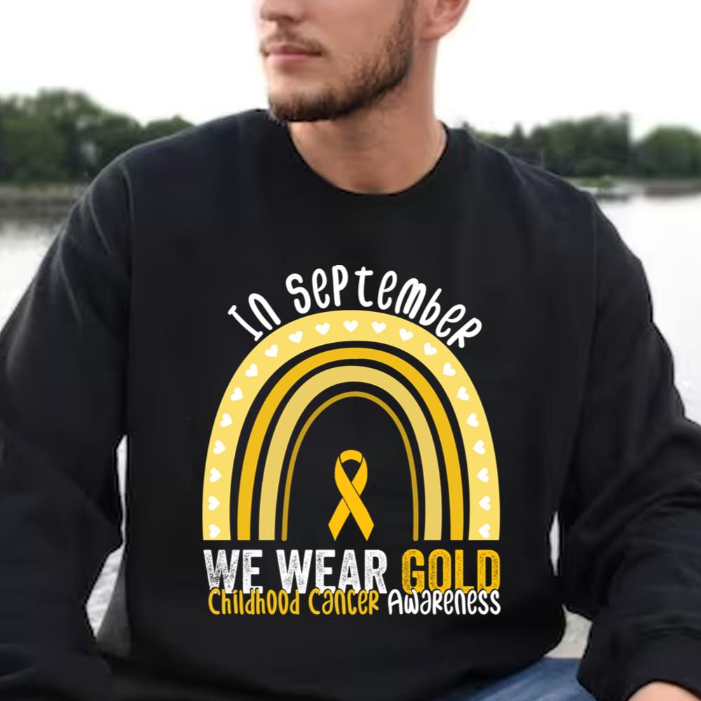 Childhood Cancer Awareness Shirt In September We Wear Gold Rainbow