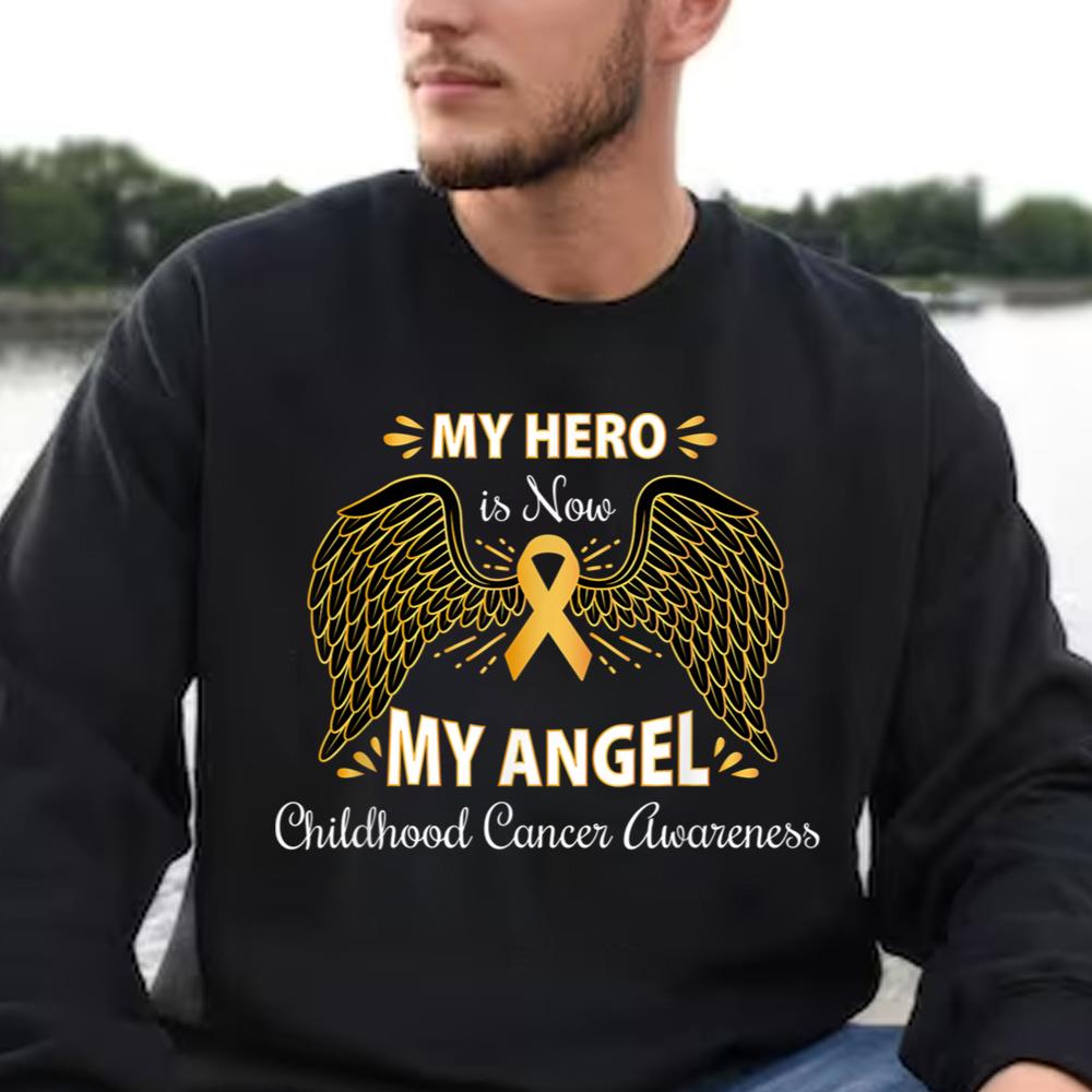 Childhood Cancer Awareness Shirt My Hero Is Now My Angel
