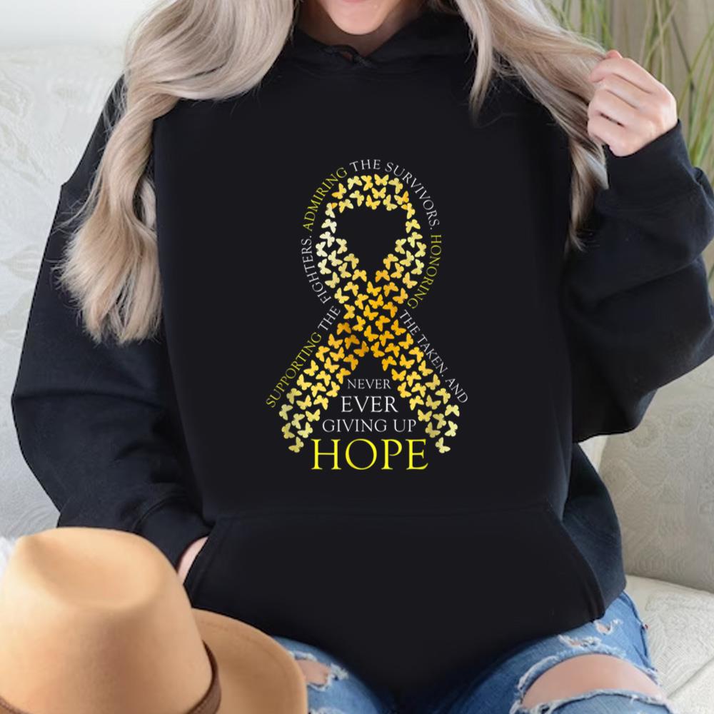 Childhood Cancer Awareness Shirt Never Ever Giving Up Hope