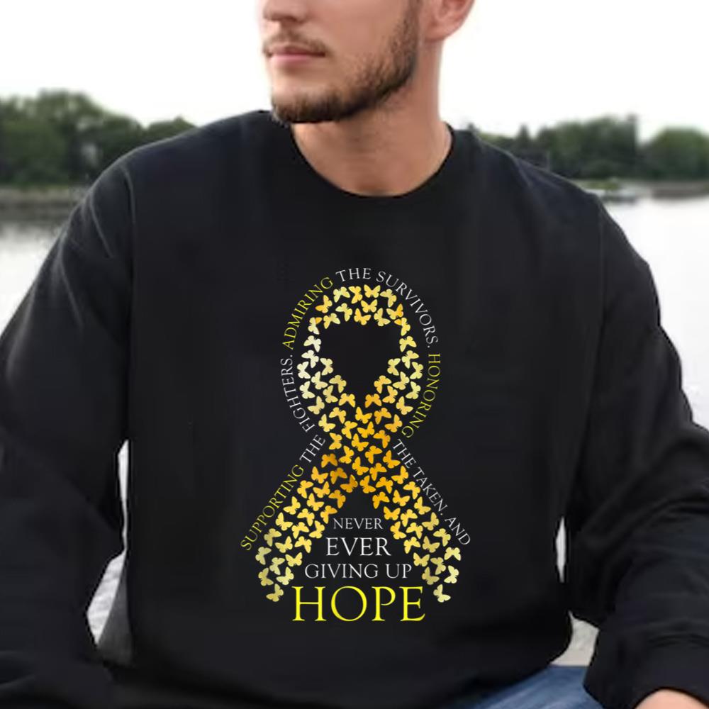 Childhood Cancer Awareness Shirt Never Ever Giving Up Hope