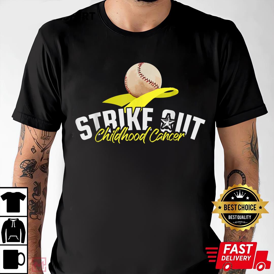 Childhood Cancer Awareness Shirt Strike Out Childhood Cancer Awareness Gold Ribbon Gift