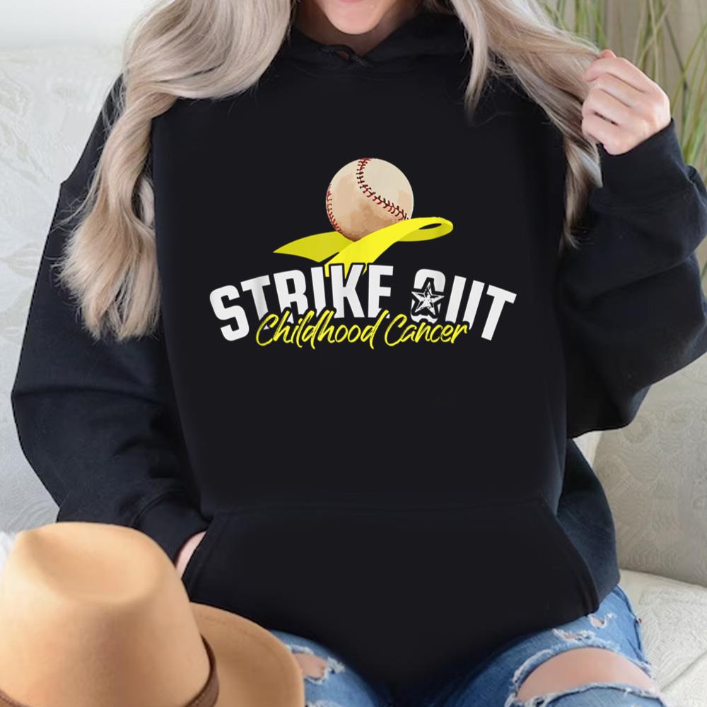 Childhood Cancer Awareness Shirt Strike Out Childhood Cancer Awareness Gold Ribbon Gift