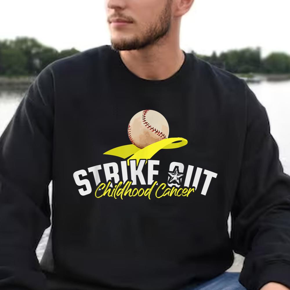Childhood Cancer Awareness Shirt Strike Out Childhood Cancer Awareness Gold Ribbon Gift